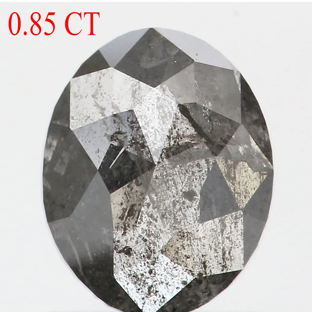 0.85 Ct Natural Loose Oval Shape Diamond Black Grey Color Oval Diamond 6.80 MM Natural Loose Salt And Pepper Oval Rose Cut Diamo