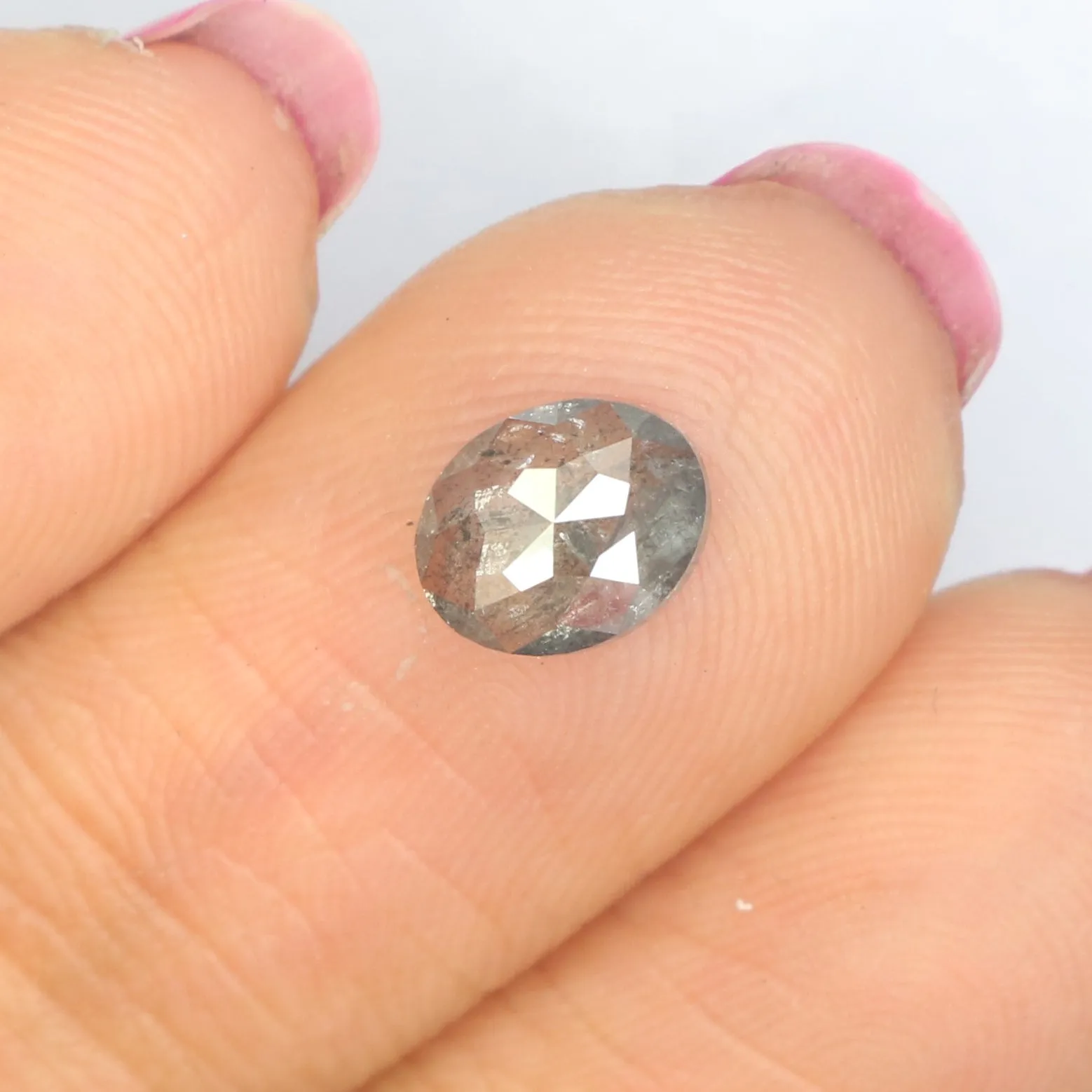 0.85 Ct Natural Loose Oval Shape Diamond Black Grey Color Oval Diamond 6.80 MM Natural Loose Salt And Pepper Oval Rose Cut Diamo