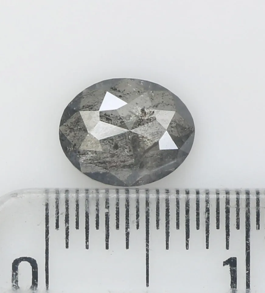 0.85 Ct Natural Loose Oval Shape Diamond Black Grey Color Oval Diamond 6.80 MM Natural Loose Salt And Pepper Oval Rose Cut Diamo