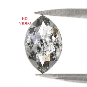 1.16 CT Natural Loose Marquise Shape Diamond Salt And Pepper Marquise Rose Cut Diamond 8.60 MM Black Grey Color Marquise Cut Dia