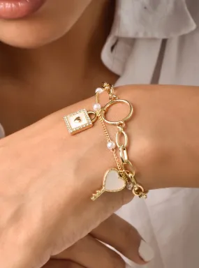 Adorable Lock & Key Layered Bracelet