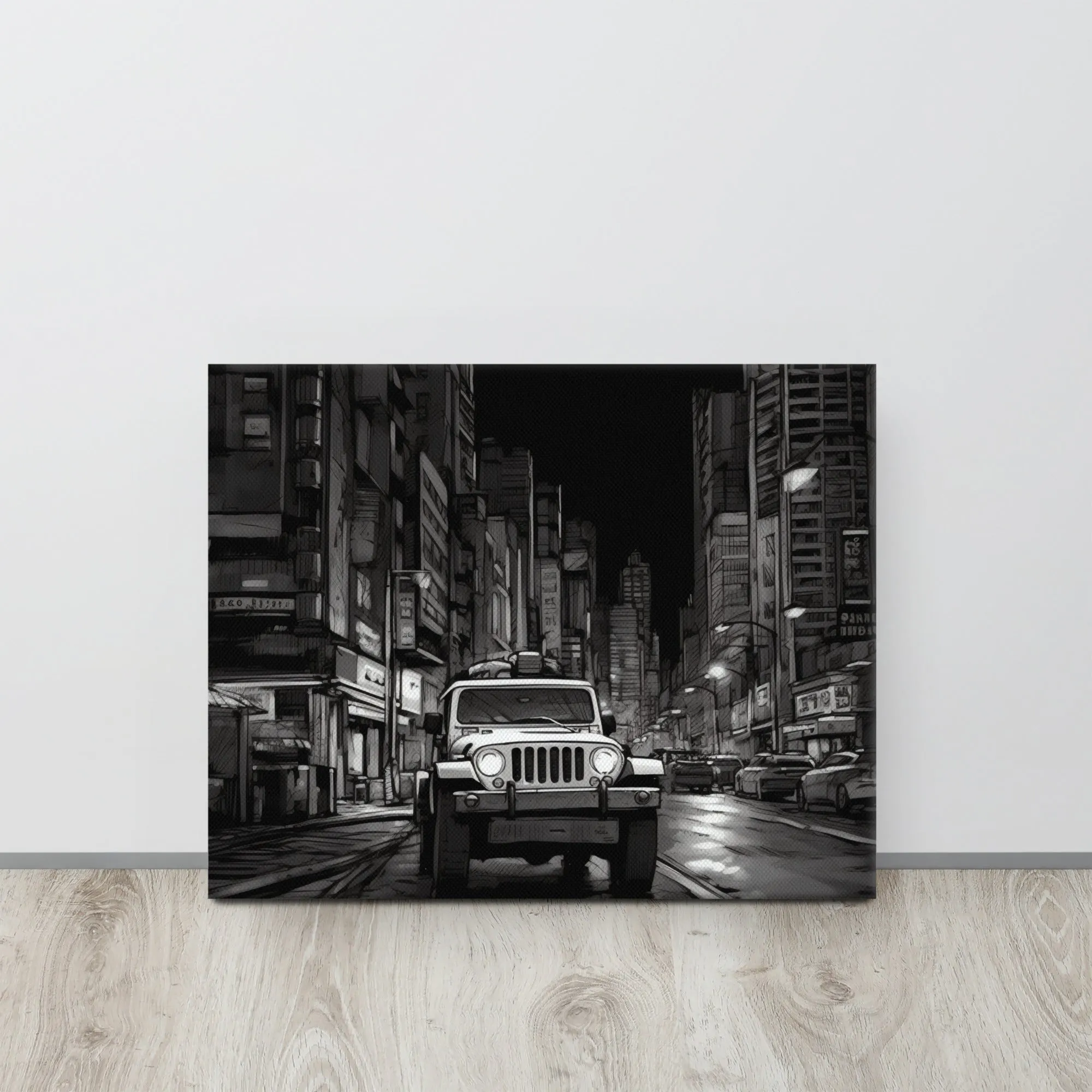 Black and White Sketch - Jeep Canvas