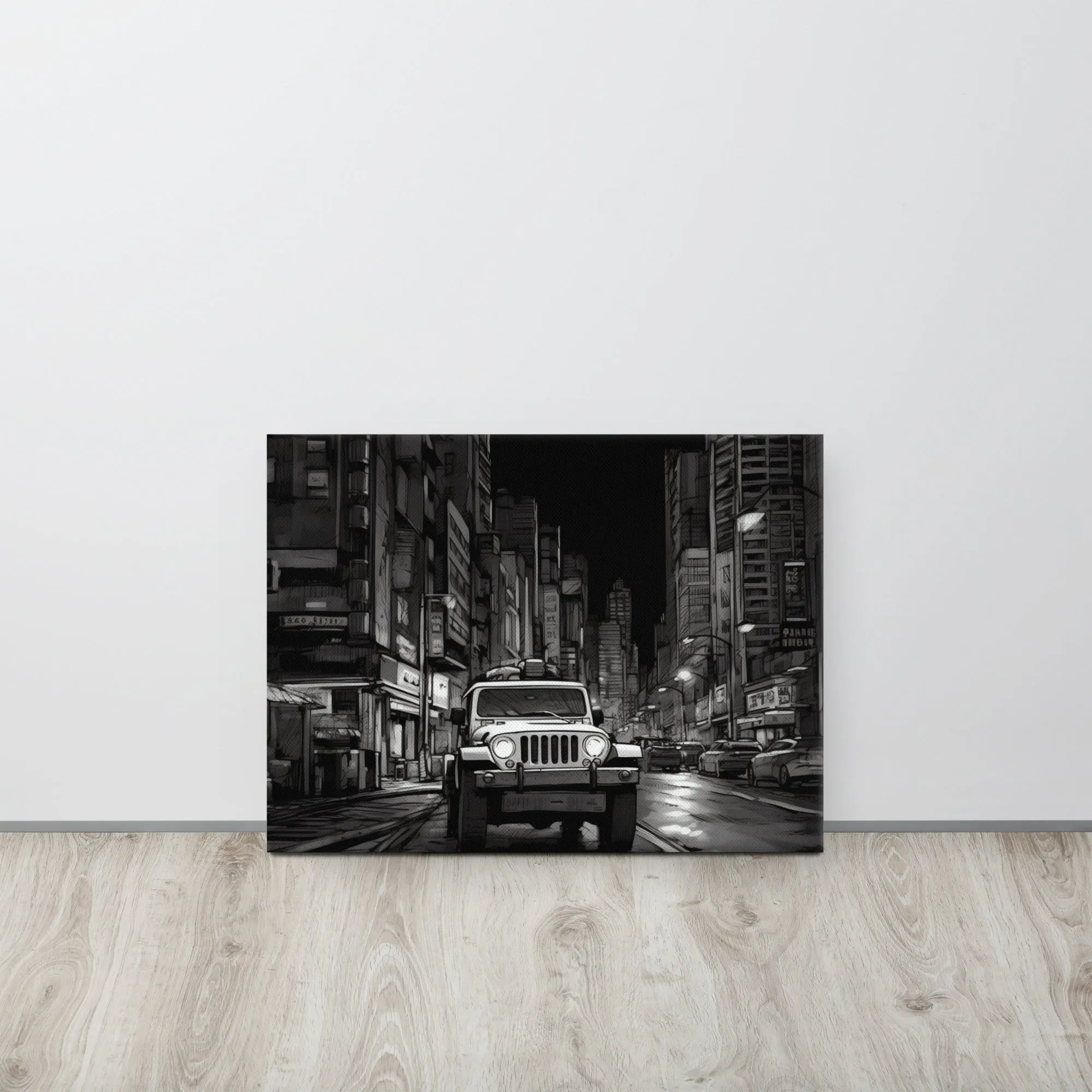 Black and White Sketch - Jeep Canvas