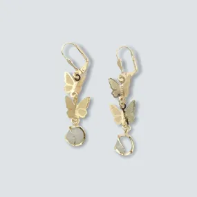 Butterflies white ball earrings in 18k of gold plated