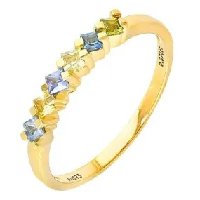 CHARMING ! 4/5 CARAT (6 PCS) SAPPHIRE (VS) 9KT SOLID GOLD BAND RING