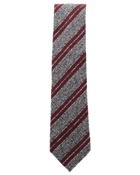 Grey and Wine Striped Silk Tie