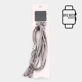 iLLASPARKZ Apple Watch Faux Suede Leather Wrap Bead Magnetic Strap Band