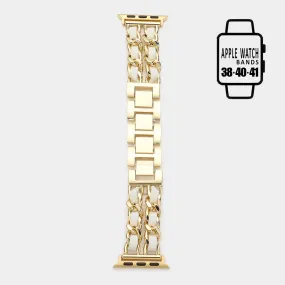 iLLASPARKZ Faux Leather Metal Chain Link Apple Watch Band