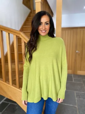 Lime Ribbed High Neck Jumper Isla