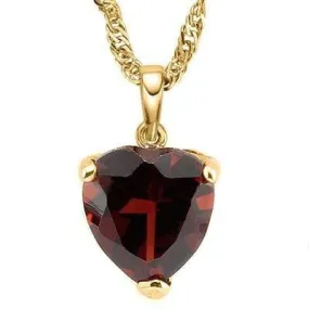 LOVELY 0.5 CARAT TW (1 PCS) GARNET 10K SOLID YELLOW GOLD PENDANT