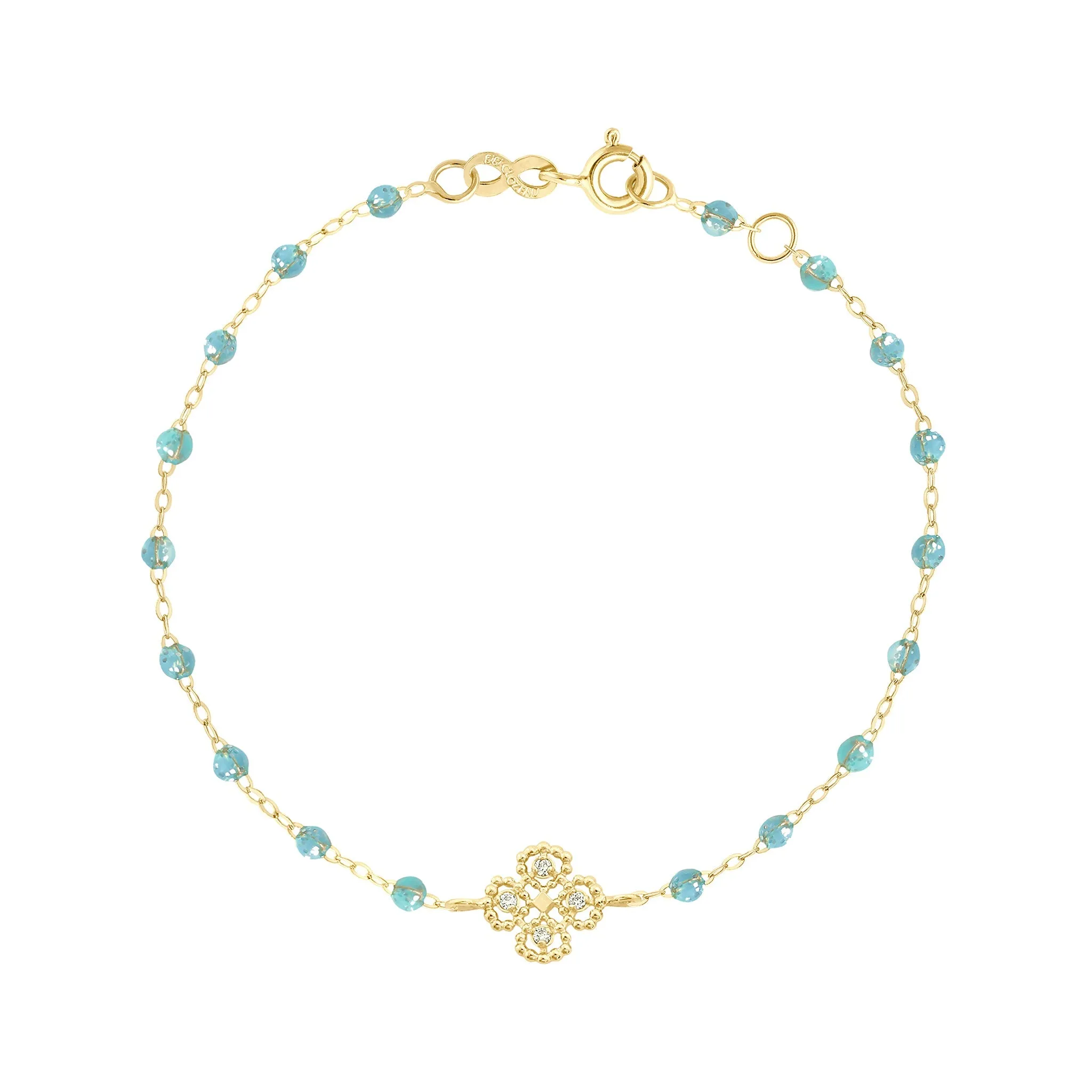 Lucky Clover Classic Gigi Aqua diamond Bracelet, Yellow Gold, 6.7