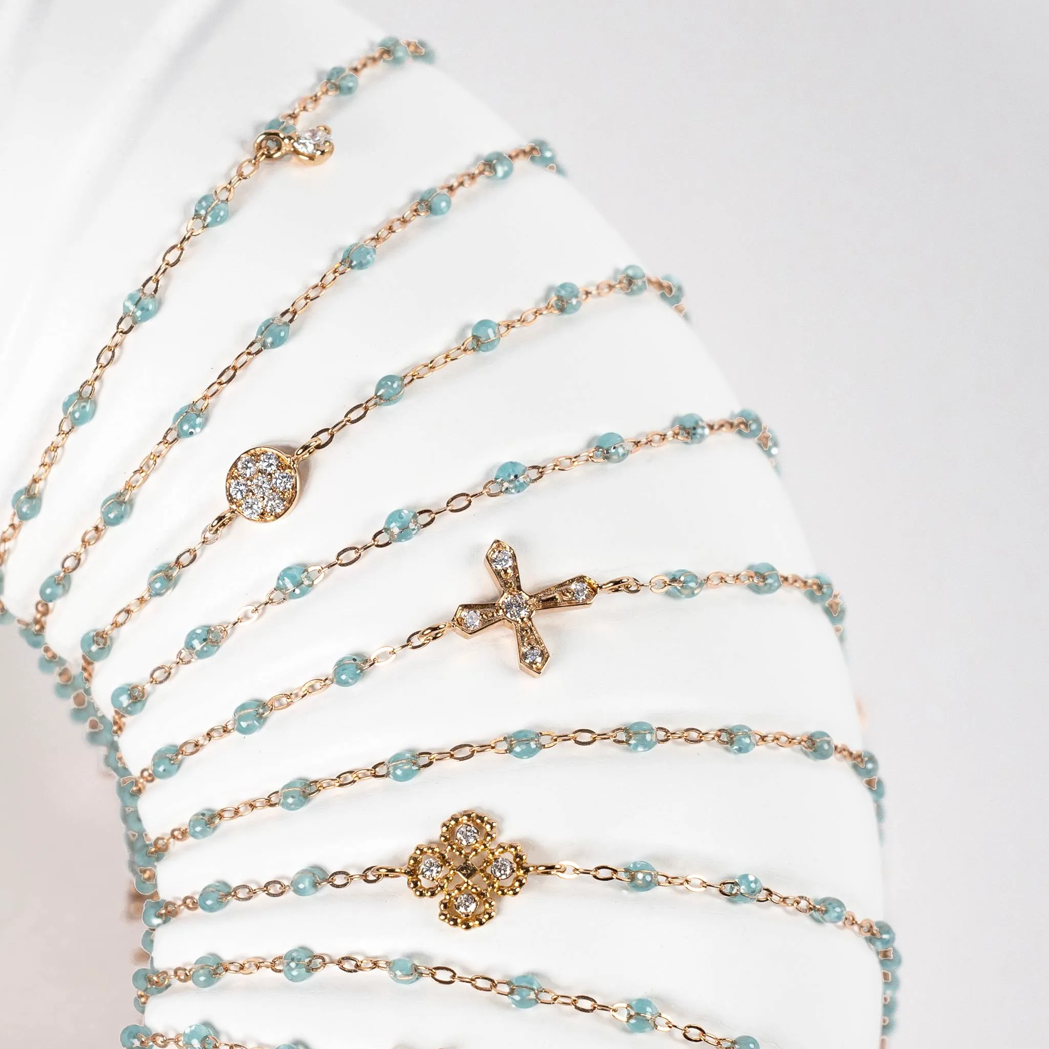 Lucky Clover Classic Gigi Aqua diamond Bracelet, Yellow Gold, 6.7