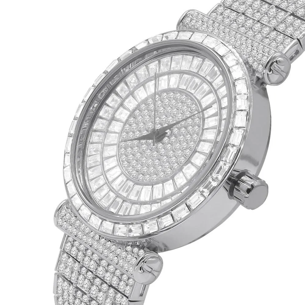 Mega Baguette 10 Row CZ Band Bling Watch