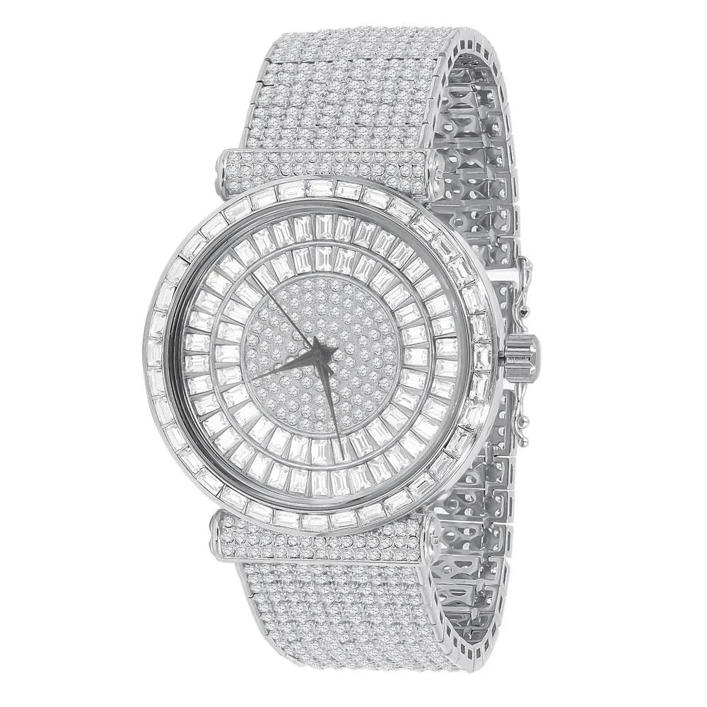 Mega Baguette 10 Row CZ Band Bling Watch