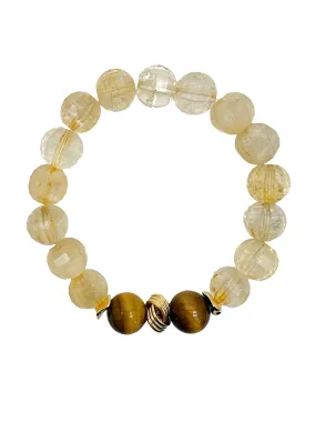 Natural Citrine With Natural Tiger-Eye Stone Men's Bracelet MEB08