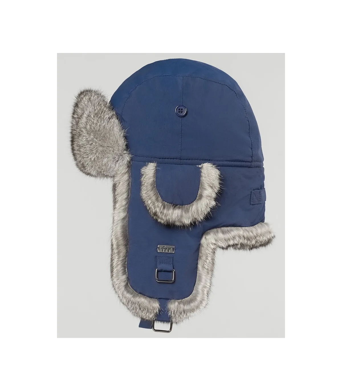 Navy B-52 Aviator Hat with Grey Rabbit Fur for Men: FurHatWorld.com