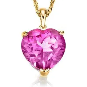 PRECIOUS 0.5 CARAT TW (1 PCS) CREATED PINK SAPPHIRE 10K SOLID YELLOW GOLD PENDAN