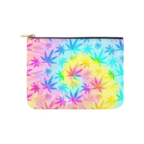 Rainbow Weed Tie-Dye Canvas 8''x 6'' Carry-All Zipper Pouch