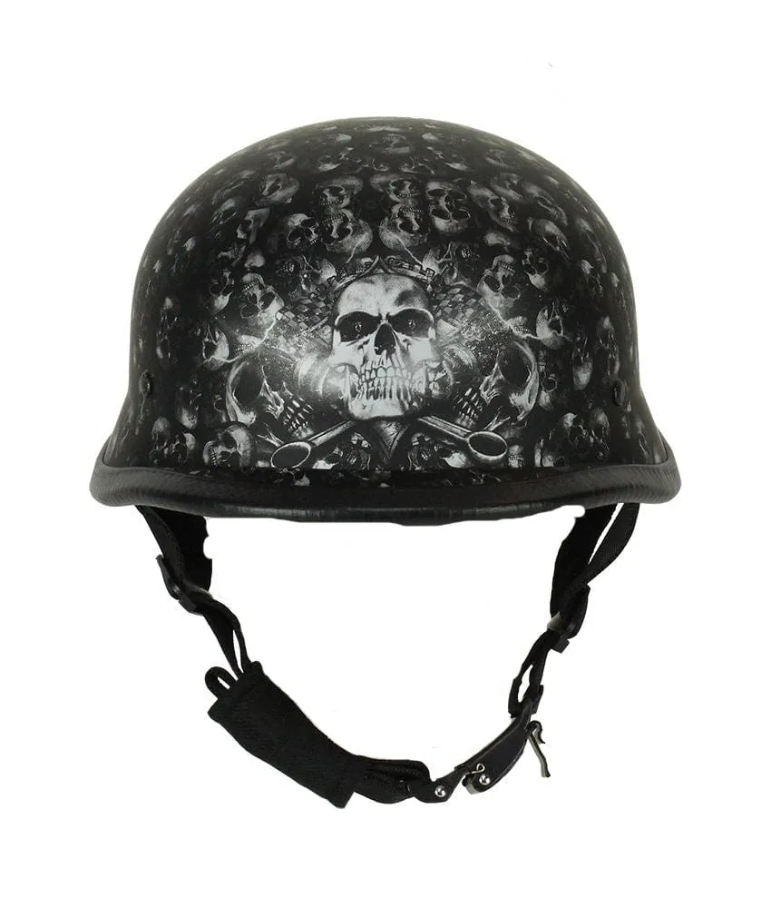 Skull Graveyard Costume Novelty German Helmet Prop - Black