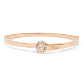 Stainless Steel Hinged Bangle Love CZ Rose Gold Plated