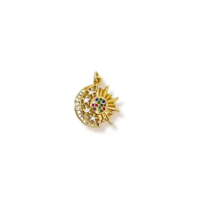 Sun moon charm jewelry making pendant in 18k of gold layering