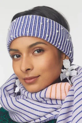 Sunday Stripe Embellished Stripe Ribbed Ear Warmer