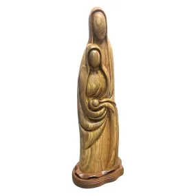 Unique Large Holy Family Statue 40.5, Wooden Church Sculpture ( Abstract)