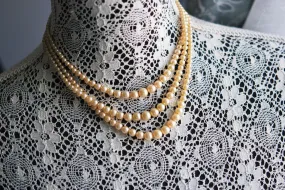 Vintage 1950s Amazing multi-strand lustrous pearl bead necklace bridal wedding evening high quality costume jewelry